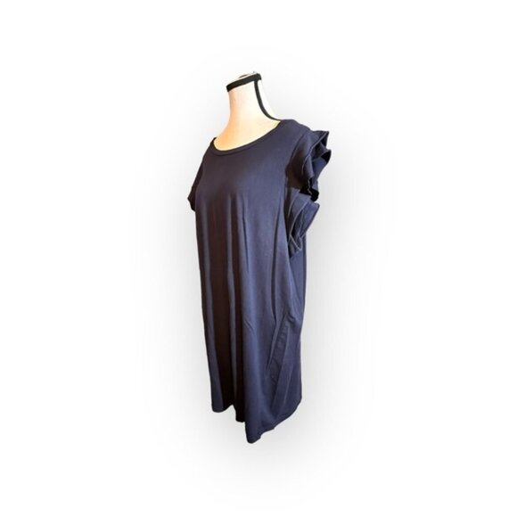 Women’s 2X Reitmans Simple Blue Black Scoop Neck Flutter Sleeve Mini Dress 18 20 - Picture 2 of 9